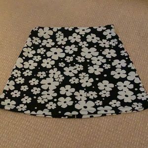 Black and white floral skirt